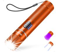 LED Torch/UV Torch Rechargeable 2 in 1, Laitver 2000L Super Bright Black Light with 395nm UV Ultraviolet-6 Modes,Zoomable,Waterproof Mini Flashlight for Lighting,Pet Urine Stain Detection- Orange
