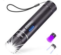 LED Torch/UV Torch Rechargeable 2 in 1, Laitver 2000L Super Bright Black Light with 395nm UV Ultraviolet-6 Modes,Zoomable,Waterproof Mini Flashlight for Lighting,Pet Urine Stain Detection-Night Purple