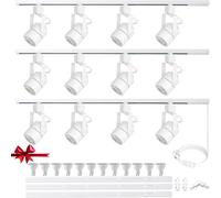 LED Track Lighting Heads Kit, 12-Light Dimmable GU10 Track Lights Heads with 3 * 1.5m H Type Track Light Rails 3000K Warm White Ceiling Spotlight Fixture Replaceable GU10 LED Bulbs for Home