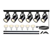 LED Track Lighting Heads Kit, Dimmable PAR20 Track Lights Heads with 2x1m H Type Track Rails 20W 4000K Natural White Ceiling Spotlight Fixtures Include 6Pcs LED Bulbs for Home