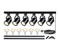 LED Track Lighting Heads Kit, Dimmable PAR20 Track Lights Heads with 2x1m H Type Track Rails 20W 6000K Cool White Ceiling Spotlight Fixtures Include 6Pcs LED Bulbs for Home