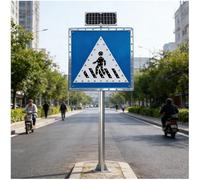 LED Traffic Blinking Warning Sign, Solar Powered Pedestrian Crossing Sign for Parks, Schools, and Urban Communities