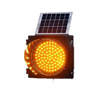 LED Traffic Light,12inch LED Solar Traffic Light, Yellow Flashing Light, IP65 Waterproof PC Housing Industrial LED Traffic Stop Light with Solar Panel, for Roads, Toll Booths (Size : 400mm)