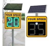 LED Traffic Speed Display Solar Speed Limit Sign, Reflective Aluminum Radar Feedback Sign For Speed Warning On Private Roads(A)