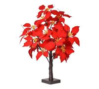 LED Tree / 60cm with Warm White LEDs and Leaves/Copper Indoor Decorative Light/Festive Home Décor (Red)
