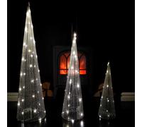 Samuel Alexander Led Tree Cone Obelisk Trio With 90 Leds In Silver