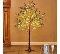 LED tree lights artificial olive tree 180cm 300 LED warm white, USB LED tree lights with remote control, 8 light modes, lights decorative tree, artificial green plants, for Christmas wedding,120cm