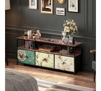 LED TV Unit with 3 Ders Vinta TV Stand with Sto and Shelf Fabric Der TV Console for Living Room & Bedroom 108x29.8x57 cm Slish Fur.