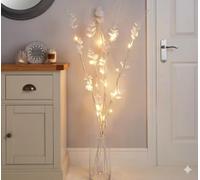 LED Twig Branch With Eucalyptus Leaves Warm White Decorative Willow Branches, Battery Powered Lights, Home & Indoor Christmas Light Up Decorations, Cozy Festive Décor With 60 LED Lights