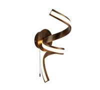 LED Twist Rustic Black and Gold Finish Indoor Wall Bracket Light with Opal Shade