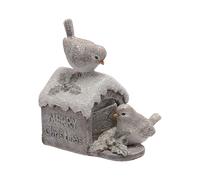 LED Two Robins on House Figurine