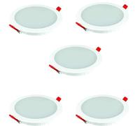 LED Ultra-Thin Round Recessed Ceiling Panel Light 5W Downlights Cool White 6000K 900LM Set of 5 240V Home Office Showroom Commercial Kitchen Bathroom Lighting Fixture