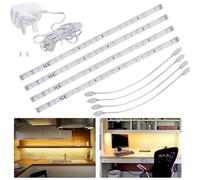 LED Under Cabinet Light Strips for Kitchen, Connectable Light Bars for Shelf, Cupboard, Showcase, Nightstand, Under Counter (Warm White, 4 x 30cm)