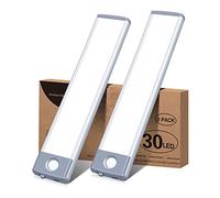 Led Under Cabinet Lighting Motion Sensor Wireless Rechargeable Cabinet Lights, Ultra Thin 30Led Battery Operated Closet Light for Kitchen, Closet (Cool White, 2Pack)
