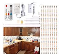 LED Under Counter Light, Wobane Dimmable Under Cabinet Lighting, 8 PCS LED Strip Light Bars with Remote Control for Kitchen,Shelf,Pantry,Showcase,Desk,Cupboard 6000K White, Timing, 20W 1900LM,13 ft