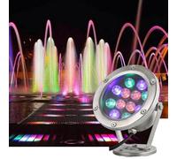 LED Underground Light, 12V Underwater Ring Pool Light, IP68 Waterproof Adjustable 180° Submersible LED Fountain Landscape(Yellow,15W)