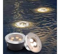 LED Underground Light - Outdoor Fountain Lamp, AC 12V/24V Low Voltage Ultra-thinyo Underwater Led Lights, IP68 Waterproof Round Embedded Spot Light, For Underwater Landscape Decorate(Red,24V-3W)