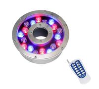 LED Underwater Pond Lights - Ring Fountain Lamp, IP68 Waterproof Middle Hole Pond Lighting, 12/24V RGB Submersible Light(24W(AC12V))