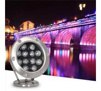 LED Underwater Pond Lights - Rotating Outdoor Spotlight, 24V IP68 Waterproof Garden & Swimming Pool Spotlight, Stainless Steel Adjustable Angle Headlight/Fountain Light