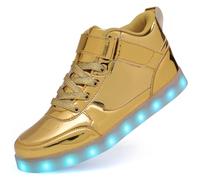 LED Unisex Light Up Shoes High Top Luminous Flashing USB Charging Lace Up Couples Sneakers for Women Men, Gb Gold, 7.5 Women/6 Men