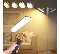 LED Uplighter Floor Lamp Adjust freely, 18W 1800LM Dimmable Floor Standing Lamp with Remote & Touch Control, 1min Installation, Standard Eye Caring Reading Lamps Living Room Modern for Bedroom (Gray)