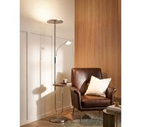 LED Uplighter Floor Lamp with Table & Reading Light, Super Bright 36W Dimmable Standing Lamp with Shelf, Remote & Touch Control, 1H Timer, Modern Floor Lamp for Living Room Bedroom, Brushed Nickel