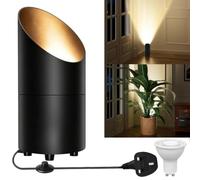 LED Uplighter Floor Lamps,Spot Lights Indoor with 5W GU10 Warm White 3000K, Plug in Uplighters Indoor with Foot Switch, Uplighters for Living Room Bedroom Mural Corner Plant Artwork (1 Pack Black)