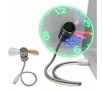 LED USB Clock Fan with Real Time Display, 2-in-1 Rechargeable Desk Fan with Temperature Display, Mini Gooseneck Portable Cooling Fans, USB Powered Quiet Gadget for Home Office Laptop Travel