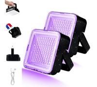 LED UV Lamp Black Light Pack of 2, 100 LED Torch, Rechargeable 5000 mAh Battery Black Light Lamp, 395 Nm Black Light Lamp, IP65 Amber Lamp, Pet Urine Detector for Dogs/Cats