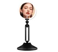 LED Vanity Glass Rechargeable Type-C Lighted Makeup Aid, Touch Control Foldable Tabletop Stand with Storage Tray Base Base Daily Grooming Dresser Tray