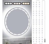 LED Vanity Lights for Mirror, Makeup Strip Lights 16ft, 3000K 4000K 6000K & 10 Level Brightness Adjustable, USB Cable, Hollywood Mirror Lights Stick on for Makeup Dressing Room Bathroom Bedroom