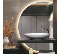 LED Vanity Mirror Dimmable 3000-6000K Half-Circle Bathroom Mirror 110/120cm Wall-Mounted Half Moon Design with Anti-Fog Veal (Right Cut 100cm)