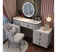 LED Vanity Set with Adjustable Brightness 3 Color Options Cushioned Stool Perfect for Bedroom or Stylish Office Decor