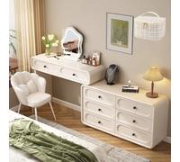 LED Vanity Table with 8 Drawers & Stool Kids Dressing Table Set with Play Function Ideal for Bedroom Makeup Station and Girls' Room Decor