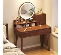LED Vanity Table with Adjustable Brightness Mirror 3 Colors Makeup Dressing Table Cosmetic Furniture Modern Design 128.5x40x80cm Stylish Makeup Station