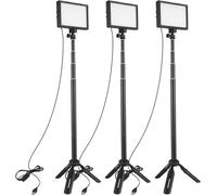 LED Video Light Kit with 3 Dimmable Lights 3200K-5500K 148cm Tripod Stand 5 Color & Triple Cold Shoe Mount for Video Recording Live Streaming Photography Studio Lighting