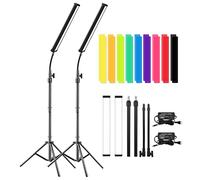 LED Video Light Stick Wand Kit-Photography Lighting with Adjustable Tripod Stand, 9 Color Filters, Gepege 2 Packs 5600K Dimmable Portable Video Studio Lighting for Live Streaming/Portrait/Vlog