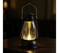 LED Vintage Battery Lantern, Camping Lantern Retro, Waterproof Camping Lamp | Decorative Halloween Lanterns With Warm Color And Handle, For Table, Bookshelf, Patio, Garden, Yard, Porch-black
