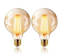 LED Vintage Edison Light Bulb, G95 6W E27 Warm White 2200K Edison Light Bulb, Vintage Retro Style Light Bulbs, Decorative Filament Bulb (Pack of 2)