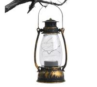 LED Vintage Lantern, Battery Operated LED Camping Lantern, Flickering Flame Fake Candle Lights, Hanging Wired Garden Lights for Halloween Indoor Outdoor Adventure Fishing Table Decorations