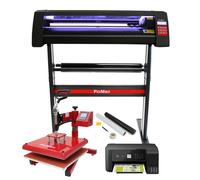 Vinyl Cutter LED Lights, Swing Heat Press Machine 38cm, Printer, Weeding Kit Sublimation Printing Transfer Start Up Customise Personalise Complete Bundle