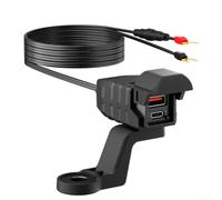 LED Voltmeter Motorcycle USB Charger 5V 3A Fast Charge | for qc3.0 and PD support, 5V/3A output, dual USB-A and Type-C ports, 12V-24V input, for smart charging tech