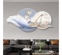 LED Wall Art, 3D Feather Decor with Warm Light for Living Room, Bedroom, Office, Plug-in Design for Ambient Lighting