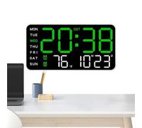 LED Wall Clock - 21x2x11cm Digital Display, PP Electronic Components LED Clock, Modern Home Clocks with Green Blue Light Display | Large Multifunctional Clocks for Bedroom Kitchen Office Dorm RV