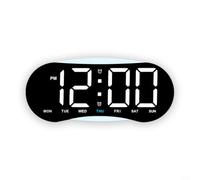 LED Wall Clock Featuring Full Screen Time Day Weekday Date Temperature Readout Alarm Snooze And Dual Placement Compatibility(Black+White)