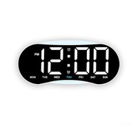 LED Wall Clock Featuring Full Screen Time Day Weekday Date Temperature Readout Alarm Snooze And Dual Placement Compatibility(White+White)