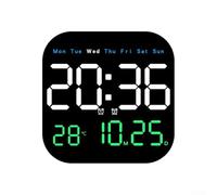 LED Wall Clock with Remote Control - Digital Desk Clock for Home Office with Temperature, Day and Date Display, 10-Level Brightness Adjustment, Countdown Timer, Wall or Desktop Mountable(Three colors)