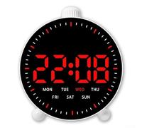 LED Wall Clock with Remote Control, Digital Display Shows Time Date Temperature, Large Visible Screen for Homes Office Gym Classroom, Red(G)