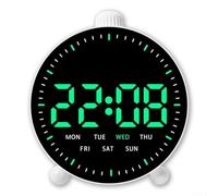 LED Wall Clock with Remote Control, Digital Display Shows Time Date Temperature, Large Visible Screen for Homes Office Gym Classroom, Red(E)