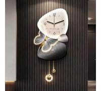 LED Wall Decor Sculpture with Clock, Butterfly Art for Entryway, Modern Hanging Decoration, 50x107cm, Stylish Home Decor